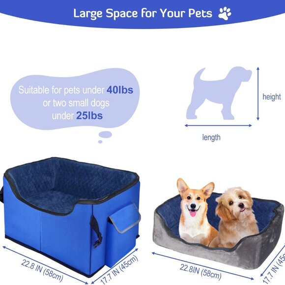 INFANZIA Dog Booster Car Seat for Small Medium Large Dogs, - Picture 4 of 6